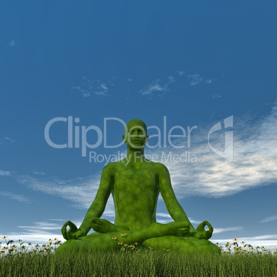 Green meditation - 3D render