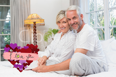 Composite image of portrait of a relaxed happy mature couple wit