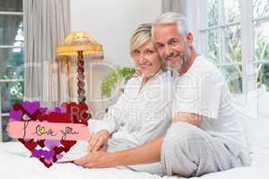 Composite image of portrait of a relaxed happy mature couple wit