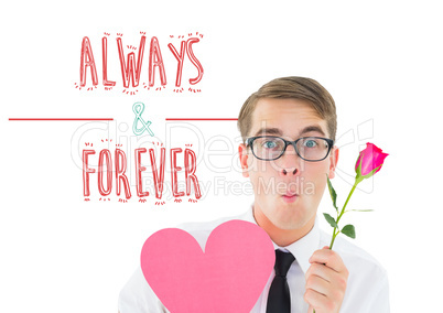 Composite image of romantic geeky hipster