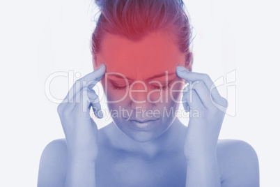 Woman suffering from severe headache