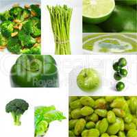 green healthy food collage collection