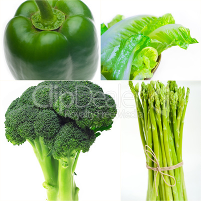 green healthy food collage collection