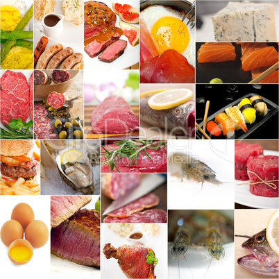 high protein food collection collage