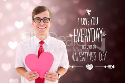 Composite image of romantic geeky hipster