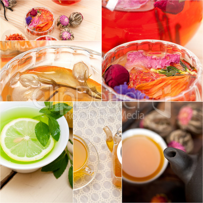 collection of different herbal tea infusion collage