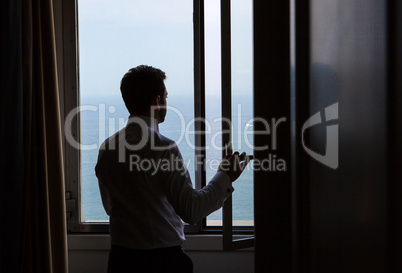silhouette of young Italian groom before marriage