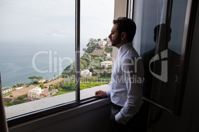 silhouette of young Italian groom before marriage