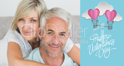 Composite image of closeup portrait of a loving mature couple