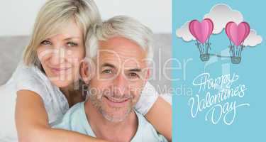Composite image of closeup portrait of a loving mature couple