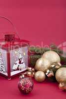 beautiful christmas decoration in gold and red color