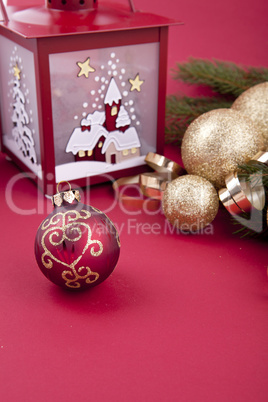 beautiful christmas decoration in gold and red color