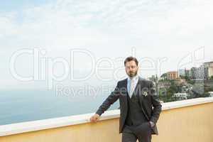 Young Italian groom before marriage in Sorrento peninsula.