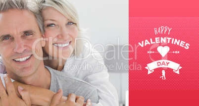 Composite image of affectionate couple smiling