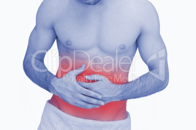 Midsection of man with stomach ache