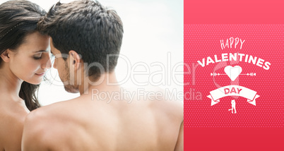 Composite image of attractive couple sitting poolside smiling Composite image of attractive couple sitting poolside smiling
