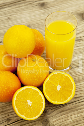 fresh and  healthy tasty orange juice on table