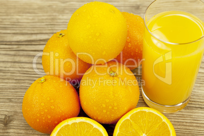 fresh and  healthy tasty orange juice on table