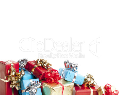 colorfull gift present with shiny ribbons isolated