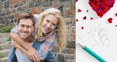 Composite image of hip young couple having fun