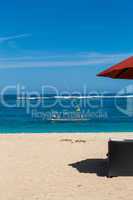 Beach umbrellas on a beautiful beach in Bali