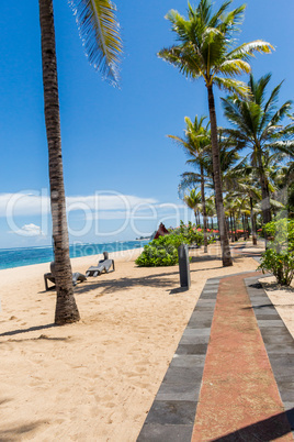 Beach umbrellas on a beautiful beach in Bali