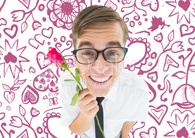 Composite image of romantic geeky hipster