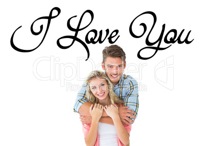 Composite image of attractive young couple smiling at camera