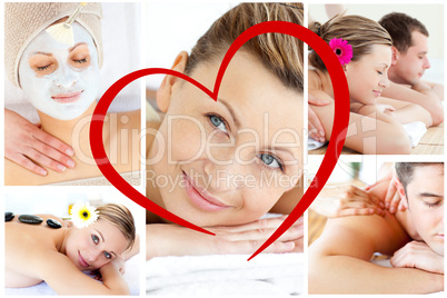 Composite image of collage of young people having relaxation tre