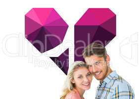 Composite image of attractive couple smiling at camera