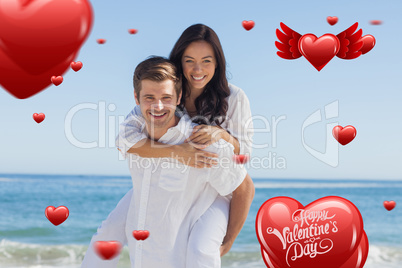 Composite image of happy couple smiling at camera