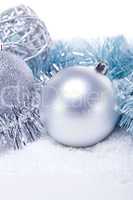 glitter silver christmas baubles decoration holidays isolated