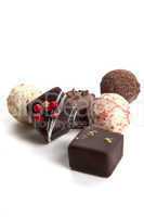 collection of different chocolate pralines isolated