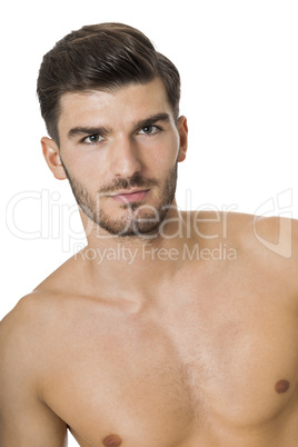 Handsome shirtless naked young man