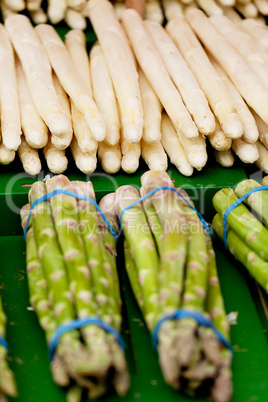 fresh seasonal asparagus on market