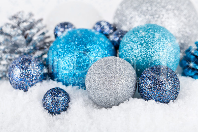 festive glitter christmas decoration silver blue