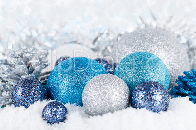 festive glitter christmas decoration silver blue