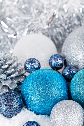 festive glitter christmas decoration silver blue