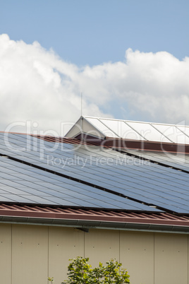 Photovoltaic solar panels on a roof