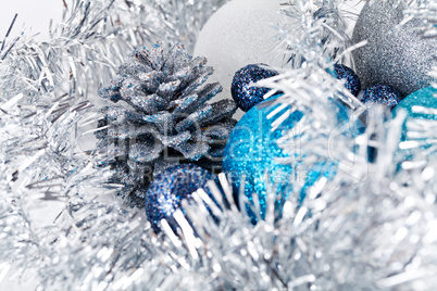 festive glitter christmas decoration silver blue