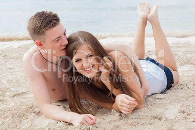 young happy couple in summer holiday vacation summertime