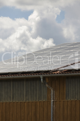 Photovoltaic solar panels on a roof