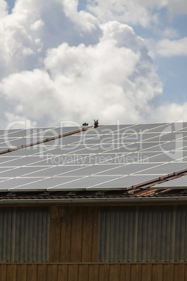 Photovoltaic solar panels on a roof