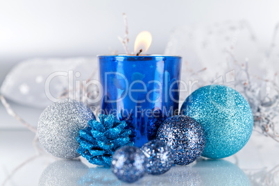 festive glitter christmas decoration silver blue