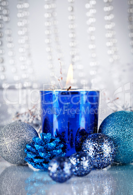 festive glitter christmas decoration silver blue