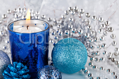 festive glitter christmas decoration silver blue