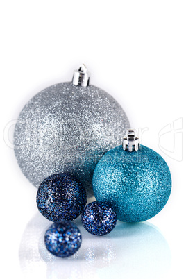 festive glitter christmas decoration silver blue