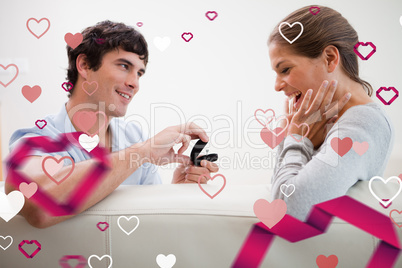 Composite image of man making a proposal of marriage