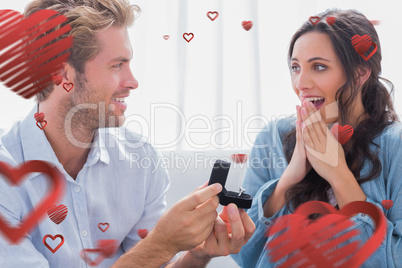 Composite image of man asking his partner to marry him