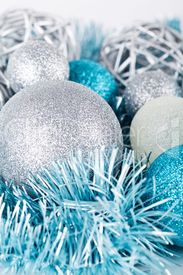 festive glitter christmas decoration silver blue